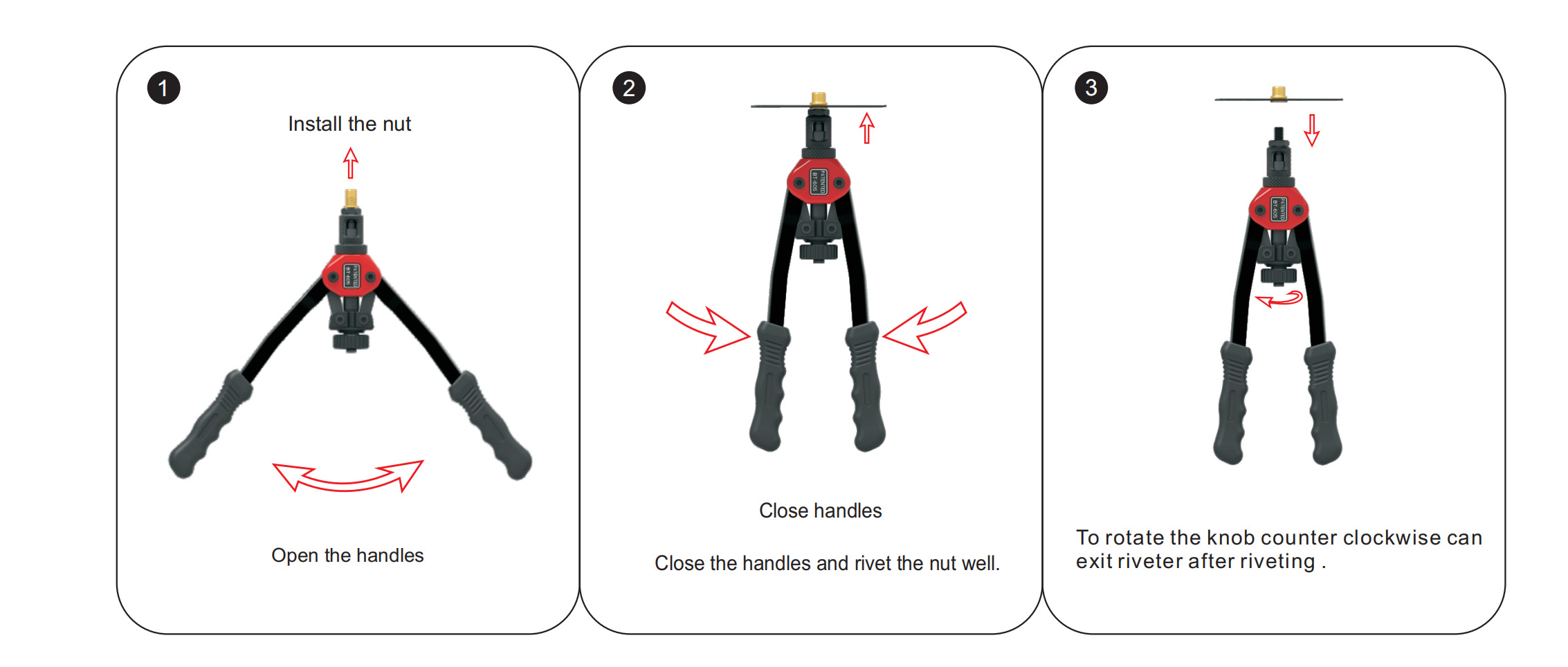 605,606,607 Hand Nut Riveter Operation Diagram 605,606,607 Hand Nut Riveter Operation Diagram