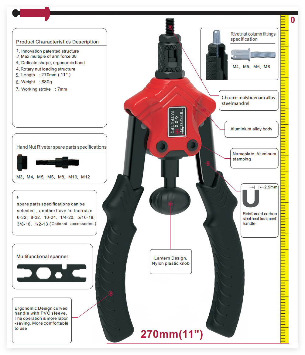 11 inch Knob type riveting nut gun for sale - 622