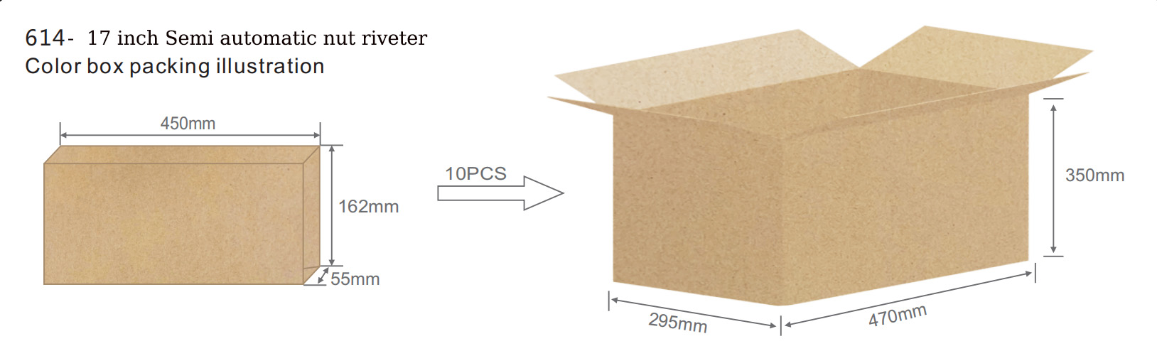 17 inch Semi automatic nut riveter Finished packing diagram