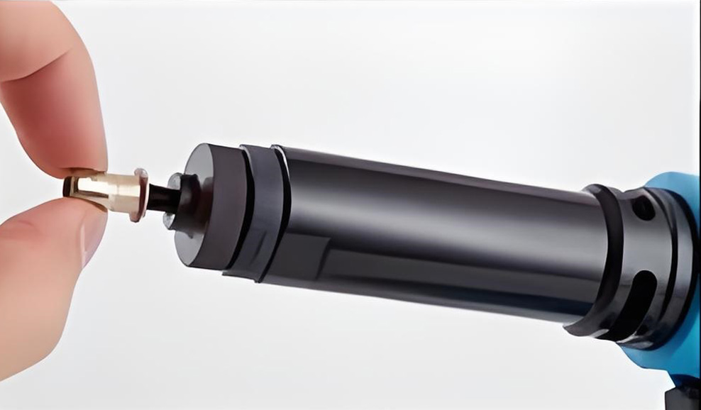 Place the nut on the screw and presslightly to let the rivet nut gun sense it - ROCOL TOOLS